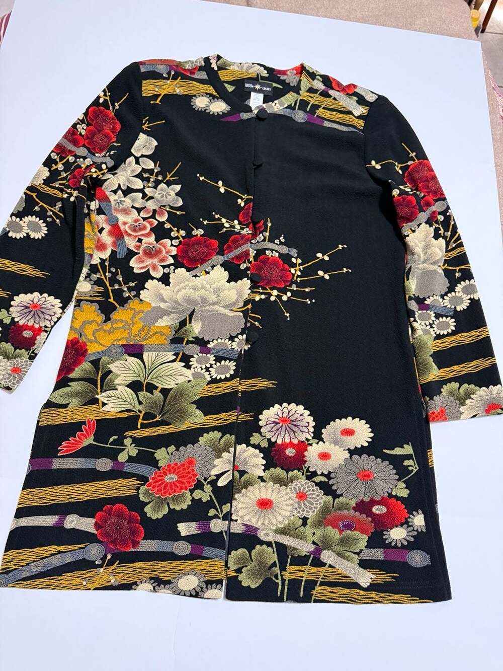 Connie's Moonlight Asian Garden Floral Kimono Jacket Style CM 4 XL